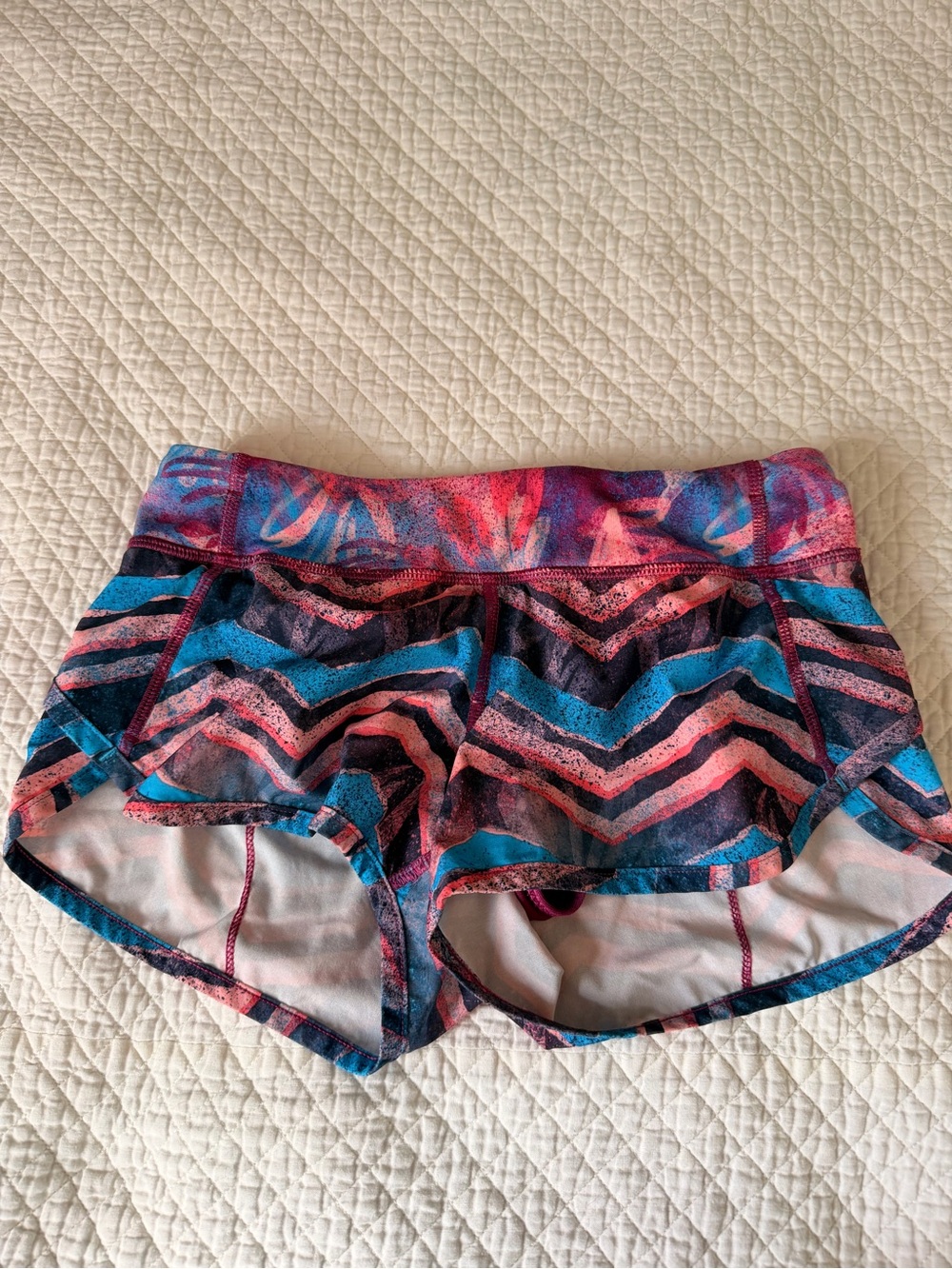 Ivivva Girls' Chevron Athletic Shorts in Pink and Blue